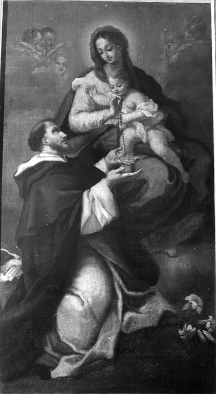 Madonna del Rosario con San Domenico (dipinto) di Garzi Luigi (attribuito) (sec.